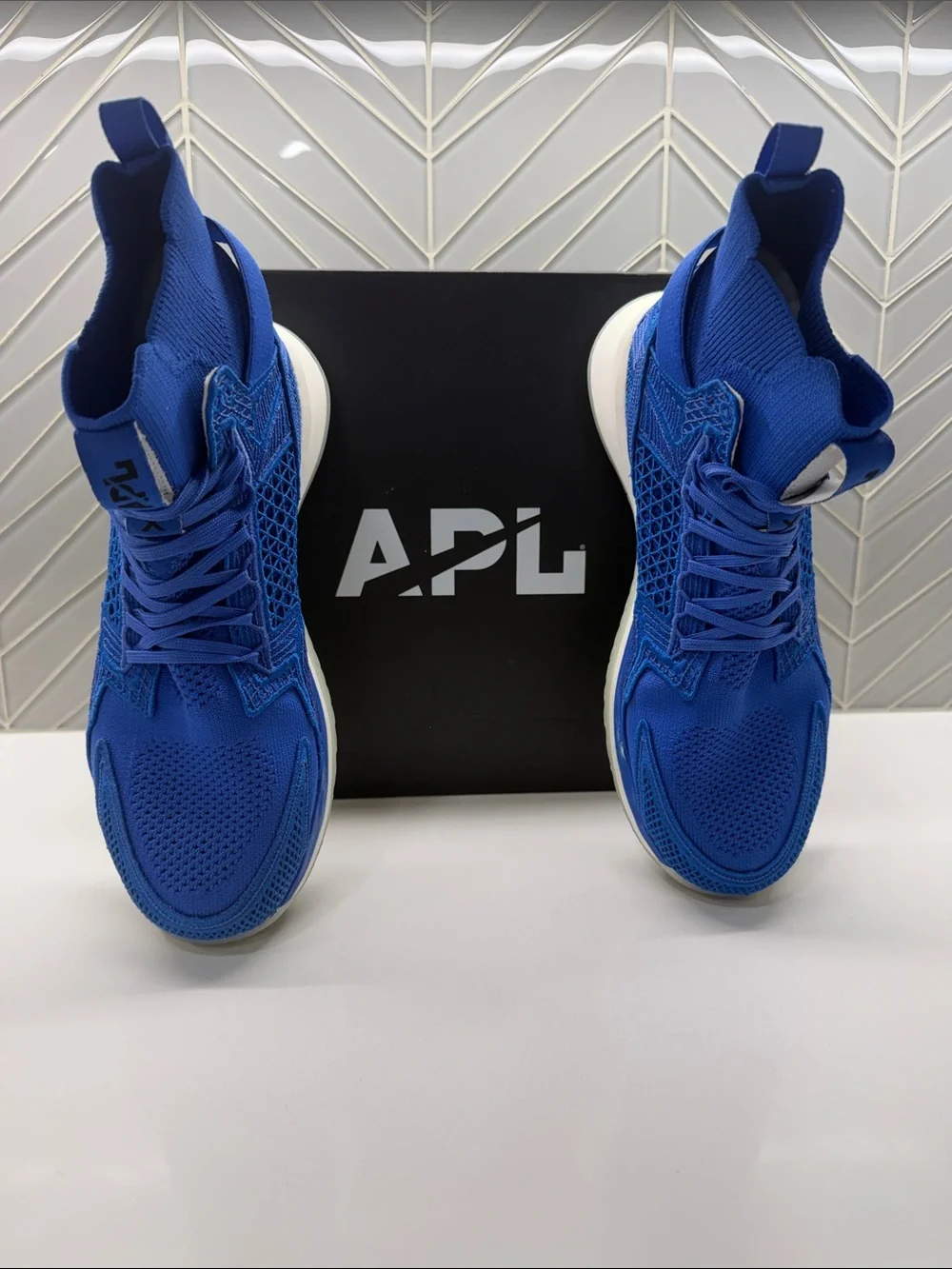 APL Royal Blue Knit High-Top Basketball Sneakers